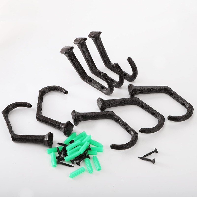 Dicunoy 8PCS Rustic Cast Iron Hooks, Wall Mounted Farmhouse Coat