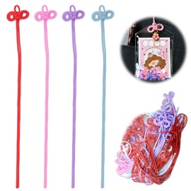 PAVIKE Amulet Cords, Amulet Cords, Double Leaf Knots, 40 Pieces, Light Purple, Light Blue, Red, Pink, Approx. 16.5 inches (42 cm), Hangs from the Neck, Handmade, Japanese Style, New Year, New Year