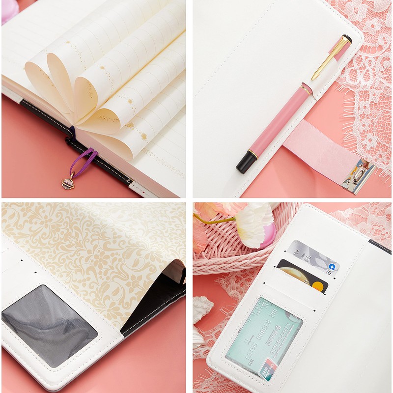 NectaRoy Lockable Diary, PU Leather Password Notebook Agenda(Butterfly decor), B6