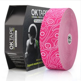 OK TAPE PRO Bulk Kinesiology Tape Original Elastic Latex Free Kinesiology Free Cut Printed Tape 5cm x 31.5m,Pink