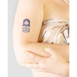 Inkbox Temporary Tattoos, Semi-Permanent Tattoo, One Premium Easy Long Lasting, Waterproof Temp Tattoo with For Now Ink - Lasts 1-2 Weeks, Matryoshka, 3 x 3 in