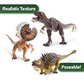 NKOK WowWorld Poseable Dinosaurs Playset Medium 3-Pack Set (Ankylosaurus, Dilophosaurus, Carnotaurus), Multi, (3264)