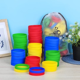 LVNRIDS 100 Silicone Wristbands Rubber Bracelets for Children, 7 inch Sports Rubber Elastic Wristband Bracelet Bulk Gifts for Teacher Supplies Party Decorations Mixcolor