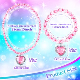 Thinp 5 Set Princess Jewelry Dress Up, Costume Jewelry for Girls, Play Jewelry for Little Girls Princess Necklace Bracelet Set for Party Favors Costume Birthday Party Favors Cosplay