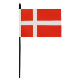 Denmark Table Flag 4'' x 6'' - Danish Desk Flag 15 x 10 cm - Black plastic stick and base - Drapeau Danemark AZ FLAG