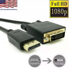 Unbranded/Generic 10 Feet Gold Plated DisplayPort DP to DVI-D Male Dual Link Cable Adapter 1080p