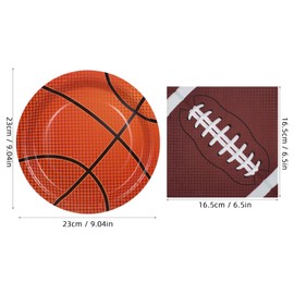 Cabilock 120Pieces Football Party Supplies Kit Serve 40,Includes Dinner Plates, Dessert Plates, Napkins for Football Birthday Party Football Game Day Decorations