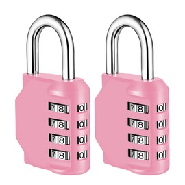 NAGE Lock with Combination Code, Padlock with Combination Code, Combination Lock 4 Digit Locker Lock for Gym and School, Padlock Numbers Weatherproof for Garden Fences (2 Pieces, Pink)