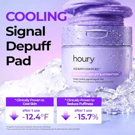 houry Cooling Signal Depuff Toner Pad - Color Changing Face Pads for Morning Puffiness & Redness Relief with 10 Types of Hyaluronic Acid, Caffeine & P