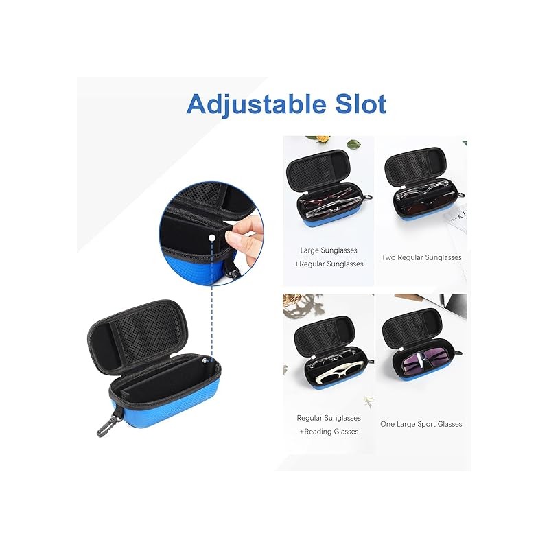 Bukere Bukere Double Eyeglasses Case with Adjustable Slots, EVA Hard-shell