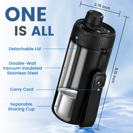 5-in-1 Insulated Can Cooler with Fizz Lid, 12 & 16 oz Slim Can Cooler for Beer&Soda, Stainless Steel Can Holder for Regular Universal Bottles (Black)