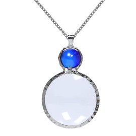 Magnifying Glass Necklace,Jiulory 10x Magnifying Glass Pendant Purple, Long Chain Glass Lens Magnifier Necklace Mama Necklace Collar for Women for Library,Reading,Zoom,Jewelry,Craft Needlework (Blue)