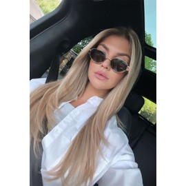 GIFIORE Retro Oval Sunglasses for Women Men Trendy Metal Oval Sun Glasses Classic Shades UV400 Protection (Gold Frame Grey Lens)