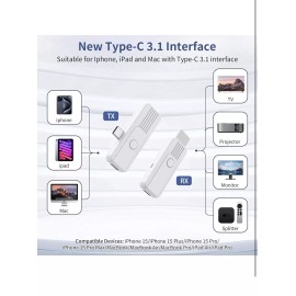 Braidol Wireless HDMI Transmitter and Receiver, Upgrade Type-C 3.1 Port Wireless