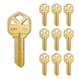 SUMMIT DOORWARE Kwikset Key Blanks in Premium Brass Quality | KW1 Uncut Blank Keys for Home and Professional Use | Pack of 10 Keys