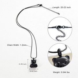 constantlife Cremation Jewelry Necklace Stainless Steel Teddy Bear Pet Ashes Urn Memorial Pendant Funeral Keepsake (Black)