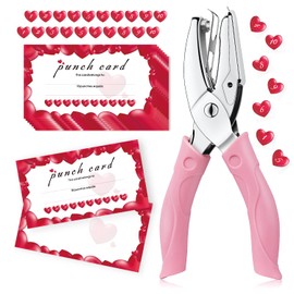 100 Pieces Punch Cards, Incentive Loyalty Reward Card Student Awards Loyalty Cards with Heart Shape Handheld Punch Kit, Single-Hole Paper Puncher for Business, Classroom, Kids Behavior, Students, Teachers