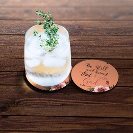 CARIBOU Coasters , Christian Bible Psalm 46:10 Design Absorbent ROUND Fabric Felt Neoprene Car Coasters for Drinks, 2pcs Set