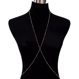 Wendalern Pearl Bra Body Chain Crossover Chest Chain Boho Gold Statement Summer Beach Body Chain Jewellery for Women and Girls, Pearl, Pearl