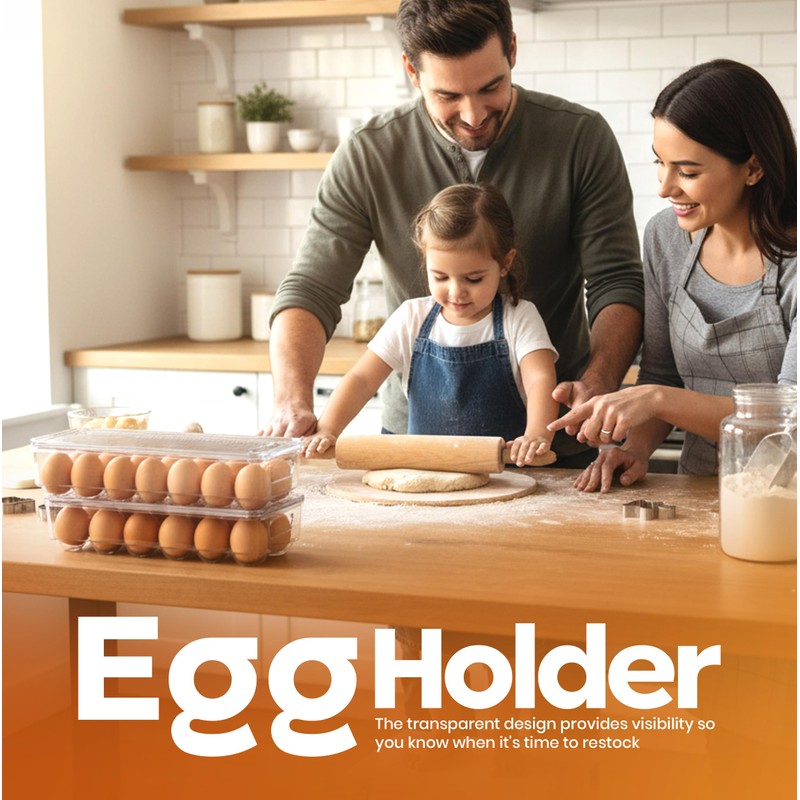 Utopia Home Egg Container With Lid and Handle for Refrigerator