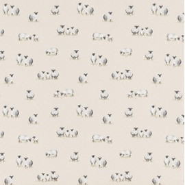 Fryett's Cotton Curtain Upholstery Fabric - 'Sheepy' Sheep & Lamb Print Material - Width 140cm - Home Furnishings Craft Projects