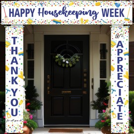 Tingjoo 3 Pcs Happy Housekeeping WeekBanner Thank for All You Do We Appreciate You Banner for Custodial Staff Housekeeper EVS Nurse Veterans