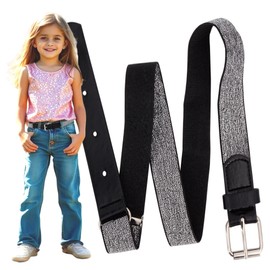EANAGO Princess Anastasia Elastic Stretch Belt for Children, Modern Glitter Belt for Girls from Approx. 3-15 Years, Black/silver, One size fits all