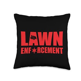 Funny Lawn Care Design Grass And Lawn Mowing Funny Lawn Enforcement Outfit Grass Cutting Gardening Throw Pillow, 16x16, Multicolor