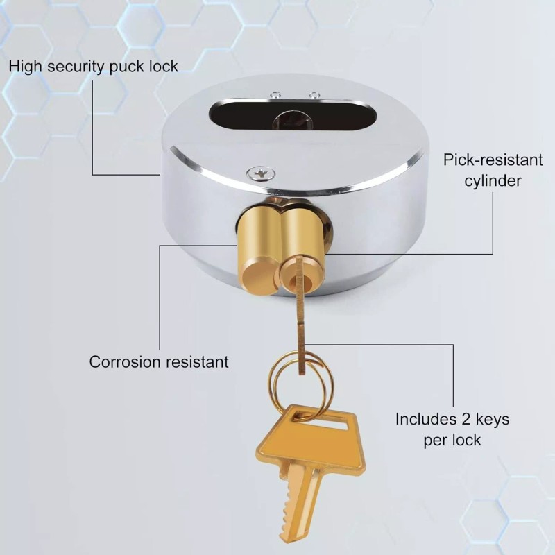Kuahome 3 Pcs Keyed Alike Lock Hidden Shackle Lock Puck