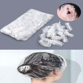 Disposable Ear Caps and Hair Caps for DIY Hair Dyeing 100 Hair Caps (Clear) 2ea