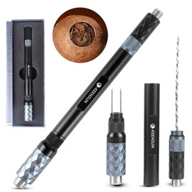 KEENSUN 4-in-1 Cigar Punch Tool Set with 2 Size Cigar Punch(7mm/9mm), Cigar Draw Enhancer Cutter and Twin Nubber (Black Grey)