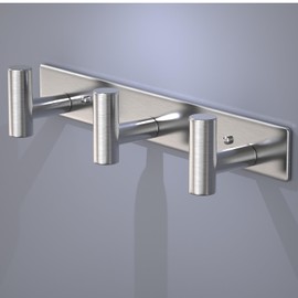 HUFEEOH Coat Hooks Wall Mount, Stainless Steel 3 Hooks Wall Hooks T Shaped Coat Hanger Wall Mount, Heavy Duty Silver Towel Hooks Purse Rack for Hanging