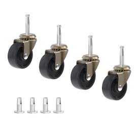 Antique Brass Caster with Plastic Wheel - 2" Wheel Diameter - Pack of 4 - Stem Caster Wheels with Ball Bearings for Table, Sofa, Chest, Dresser, Cabinet, Cart, Chair - Furniture Rollers - CW1-SAB