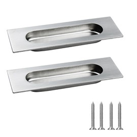 Septe 2 Pack 120mm Flush Sliding Closet Door Pulls, Pocket Door Handles,recessed Door Pull(Brushed Stainless Steel)