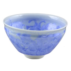 Kyo Ware KTA825 Kiyomizu Pottery Kiln Matcha Bowl, Flower Crystal (Blue)