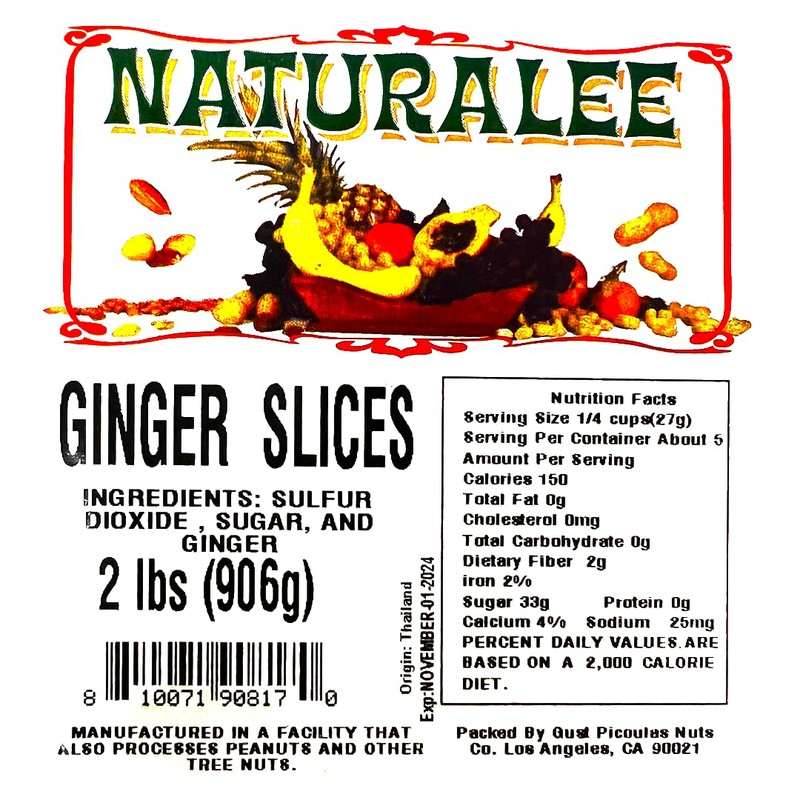 Naturalee Dried & Crystallized Ginger Slices 2 lb - Healthy