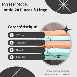 PARENCE. 24 Plastic Clothes Pegs for Indoor and Outdoor Use 7 x 1 cm Versatile and Practical Clothes Pegs Orange and Green