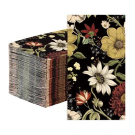 100 Pcs Vintage Paper Napkins 3 Ply Disposable Absorbent Abstract Floral Napkins Boho Retro Flower Guest Napkins for Fall Autumn Thanksgiving Lunch Dinner Bathroom Kitchen Supplies