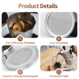 Sealing Rings and Filter for Bialetti Coffee Pots - 3 Gaskets & 1 Aluminium Strainer, Compatible with Bialetti Seal 4 Cups & 3 Cups, Diameter 6.5/5.4 cm, Compatible with Moka Express and More (3 + 1