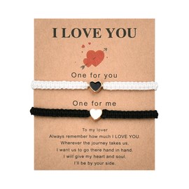 Matching Bracelets for Couples I Love You Gifts for Him Her Anniversary Valentines Day Gifts for Husband Boyfriend Birthday Gifts from Girlfriend Wife Adjustble Braided Heart Rope Bracelet Gift