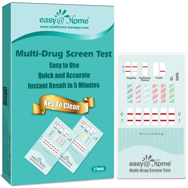 Easy@Home 12 Panel Instant Urine Drug Test - THC,COC,OPI 2000,MET,OXY,AMP,BAR,BZO,MTD,MDMA,PCP,PPX #EDOAP-1124 -Individual Wrap 12 Panel Multi Screen Urine Drug Test Kit (2 Pack) FSA or HSA Eligible