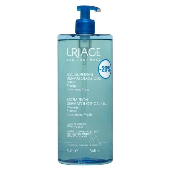 Uriage Extra-Rich Dermatological Gel Sensitive Skin 1000 ml (sticker -20%)