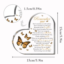 Acrylic Heart Shape Memorial Bereavement Gift Paperweight Remembrance Decorations Funeral Grief Condolence Memorial Ornaments for Loss of Loved One of Mother Father Sympathy Gifts