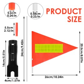 Grevosea Bicycle Safety Flag with Pole 6-Foot Adjustable Height Sturdy Fiberglass Pole with Reflective Logo Waterproof Tearproof Flag for Strollers Go Karts Trikes (1 Orange Flag and 5 White Poles)