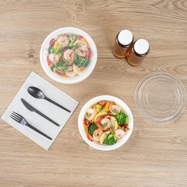 FUHET 150 Pack 16 oz Round Plastic To Go Food Storage Containers with Lids Reusable