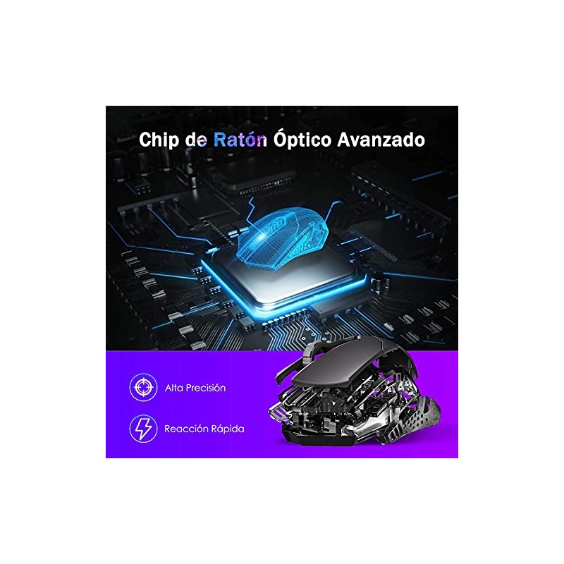 TERPORT S200 Mouse Inalámbrico para Juegos, Ratón con un Clic