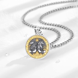 INFUSEU St Christopher / St Michael / St Benedict / Holy / Virgin Mary Medal Jesus Cross 7 Archangel Seal 925 Sterling Silver Pendant for Men Women Sacred Religious Amulets, Sterling Silver