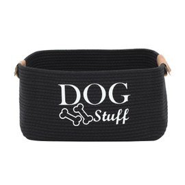 Durable Cotton Rope Dog Toy Storage, Large Dog bin, pet Bed, Puppy Toy Box - Perfect for organizing pet Toys, Blankets, leashes, Clothing and Any Doggie Stuff - Black