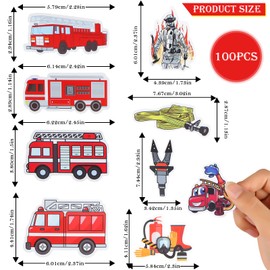 RUNEAY Fire Brigade Stickers, Pack of 100, Fire Truck Graffiti Sticker for Car, Laptop, Suitcase, Skateboard, Bicycle, Motorcycle, Party, Wall Decoration for Adults, Children