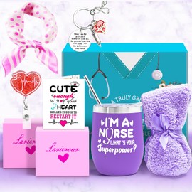 Caja de regalo para enfermeras, regalo de agradecimiento de enfermera, graduación de enfermera, escuela de enfermería, regalos de Navidad para enfermeras, enfermera, regalo RG, vaso de vino, calcetines, posavasos para bebidas, carrete de soporte para ins